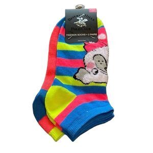 NEW Beverly Hills Polo Club 2-pack Woman’s Fashion Bulldog & Color Block Socks